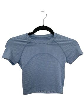 *** LISTING IS SOLD *** Lululemon Light Blue Ribbed Crop Tee